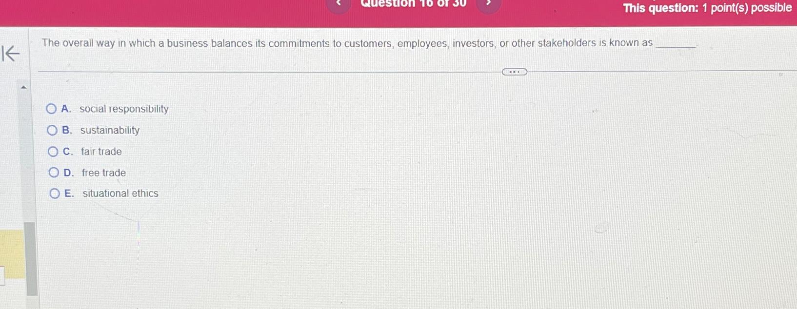  This question: 1 point(s) possible The overall way in which a