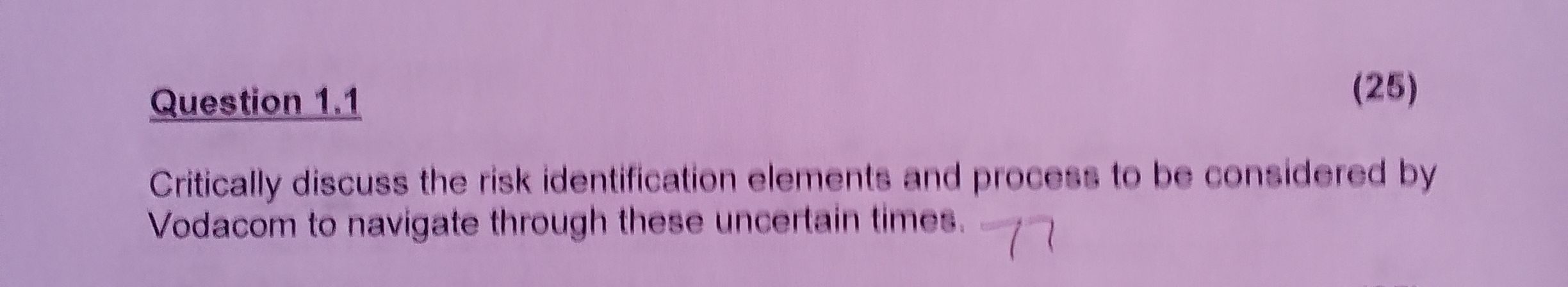  Critically discuss the risk identification elements and process to be considered