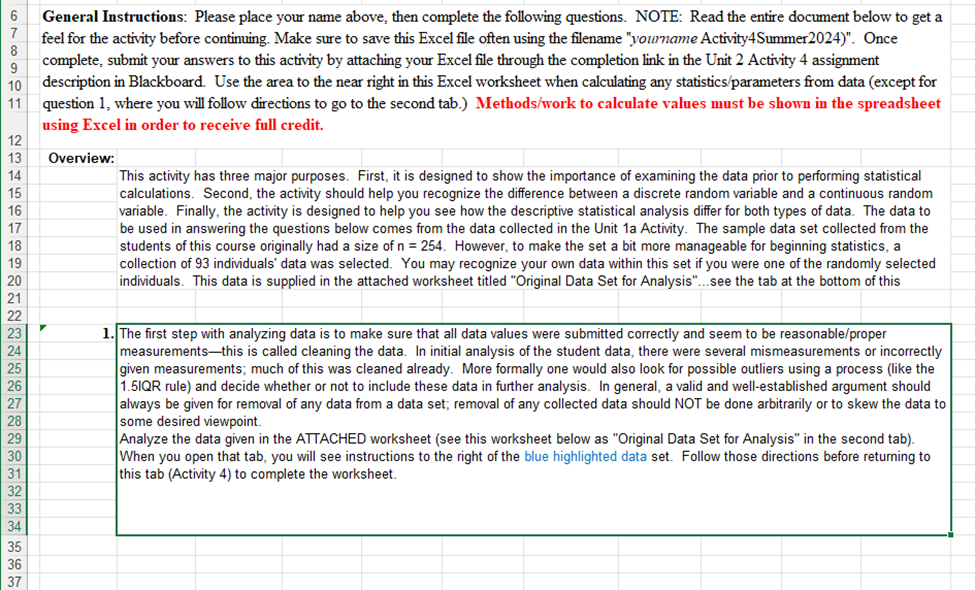 Activity 4 Full Assignment General Instructions: Please place your name above, then