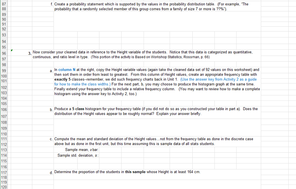 feel for the activity before continning. Make sure to save this Excel