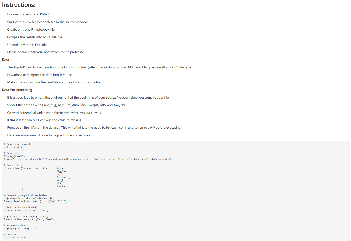  Instructions: Do your homework in RStudio. Start with a new R-Notebook