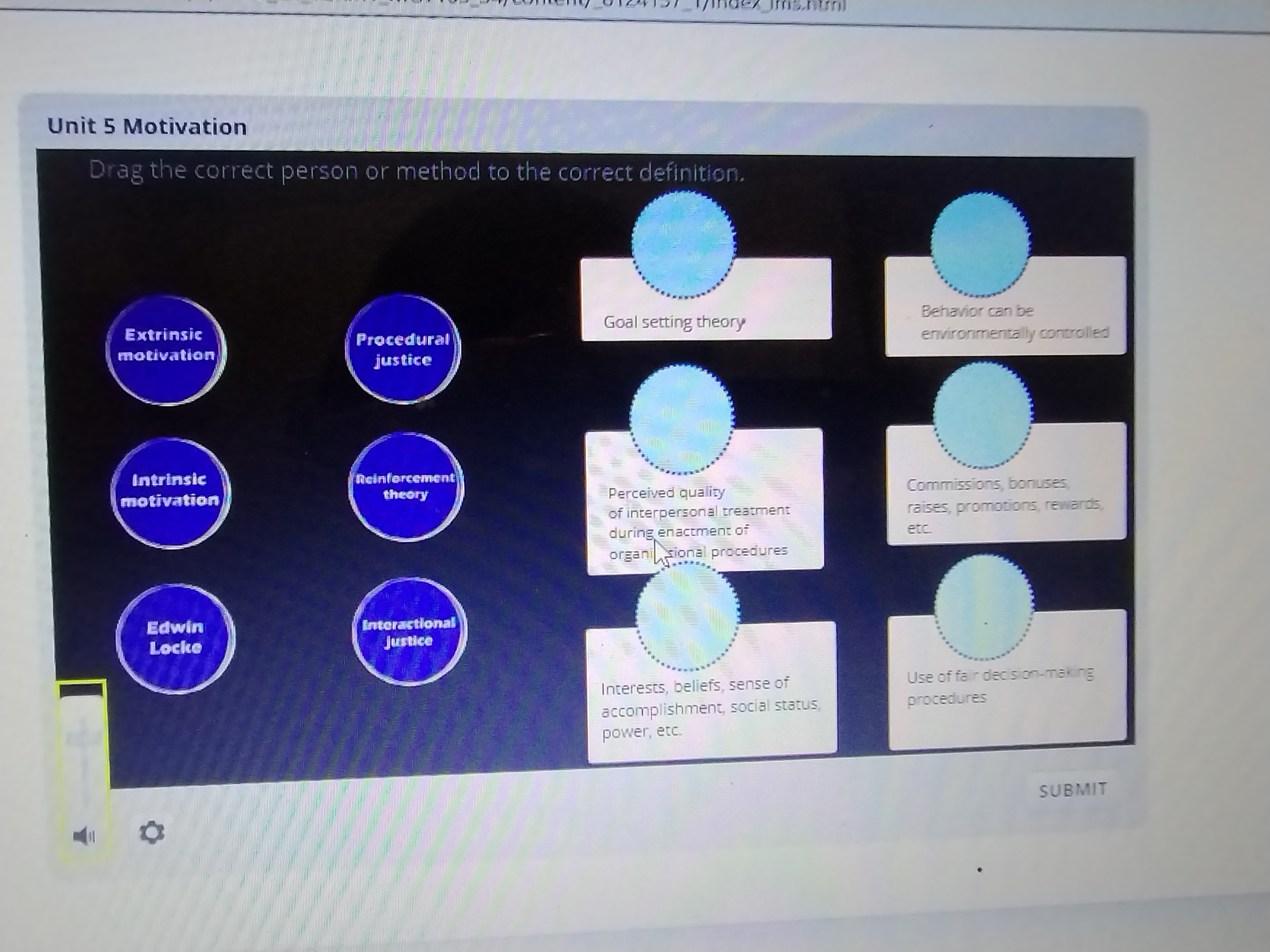 Unit 5 Motivation Drag the correct person or method to the