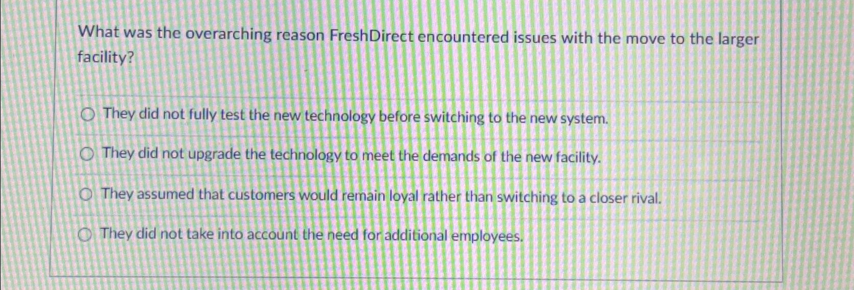  What was the overarching reason FreshDirect encountered issues with the move