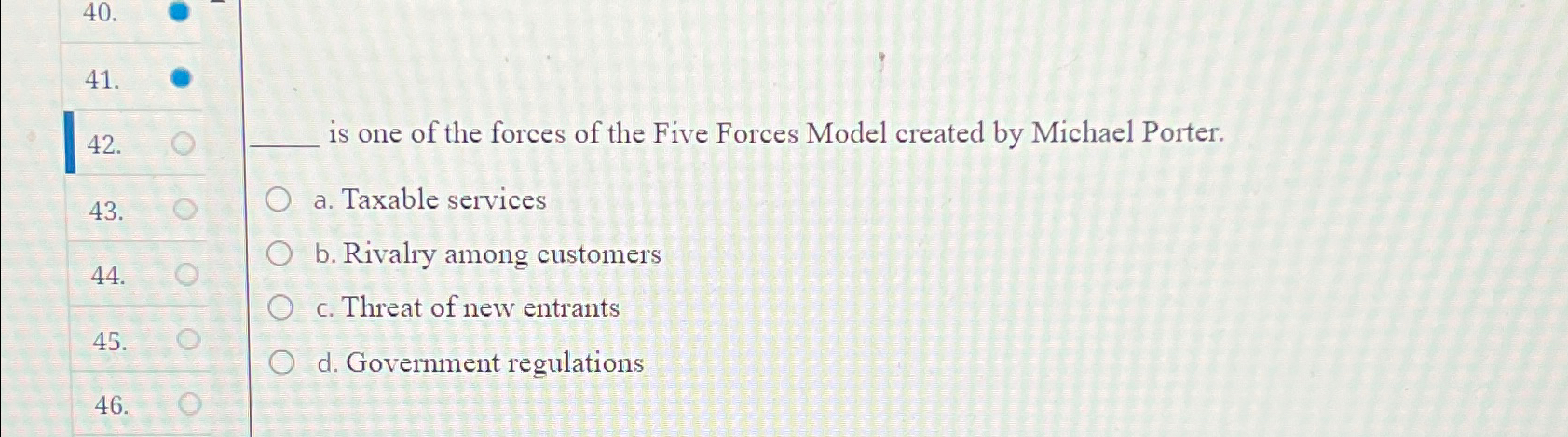  44. 45. 46. is one of the forces of the Five