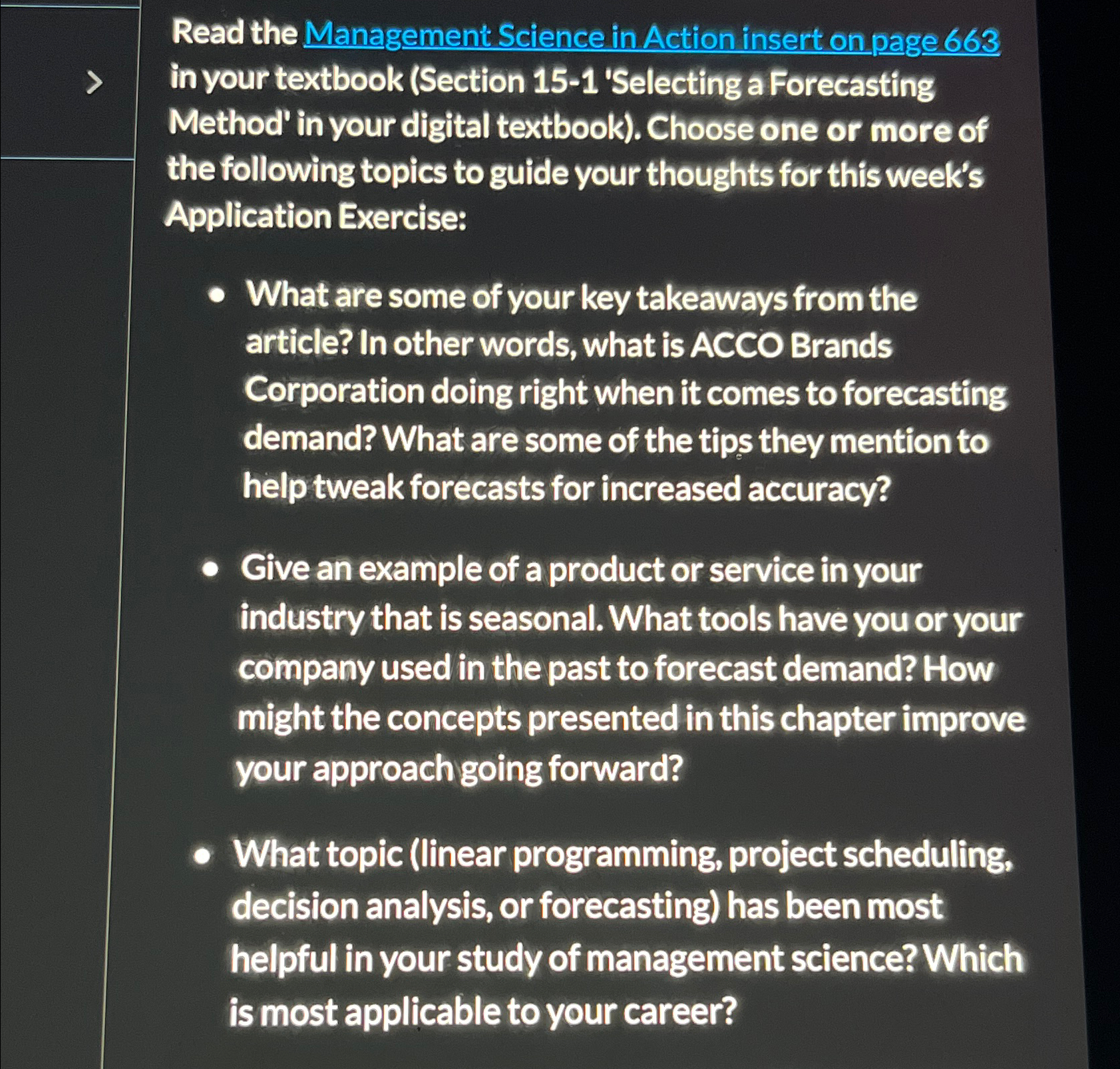  Read the Management Science in Action insert on page 663 in