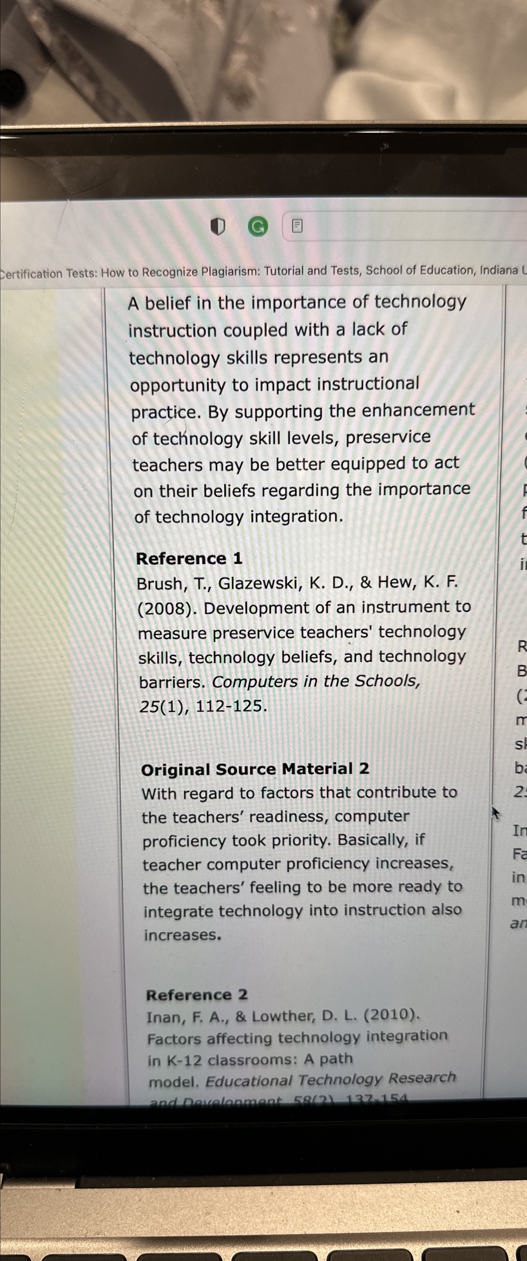 Certification Tests: How to Recognize Plagiarism: Tutorial and Tests, School of