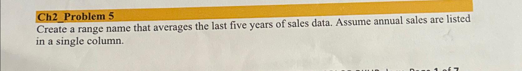  Ch2_Problem 5 Create a range name that averages the last five