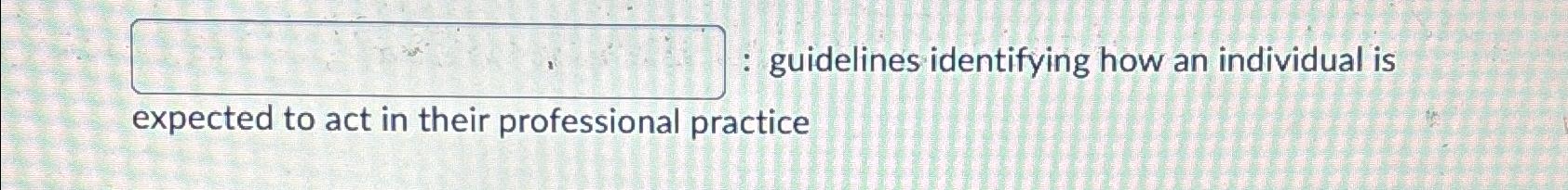  : guidelines identifying how an individual is expected to act in