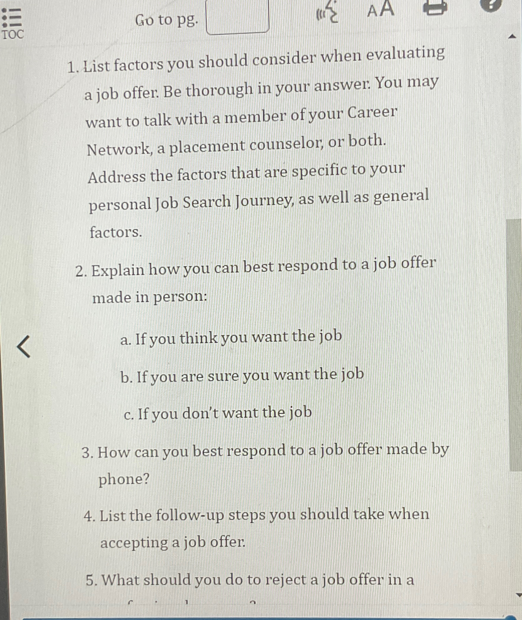  Go to pg. List factors you should consider when evaluating a