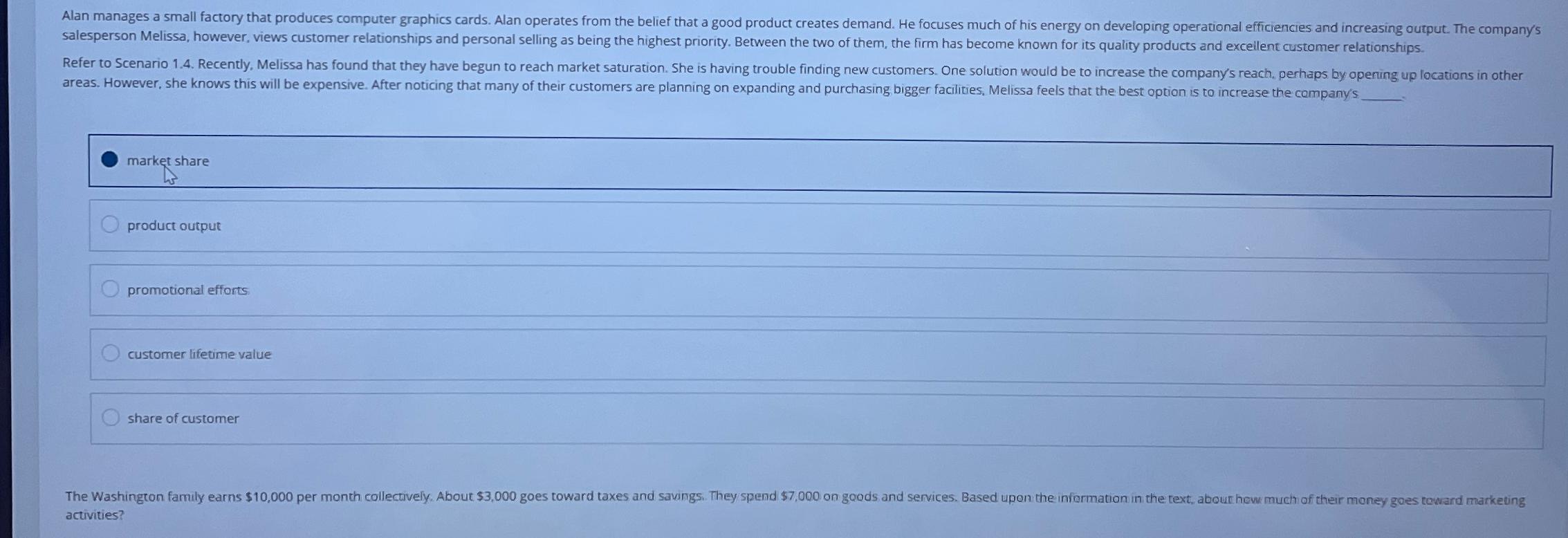  areas. However, she knows this will be expensive. After noticing that