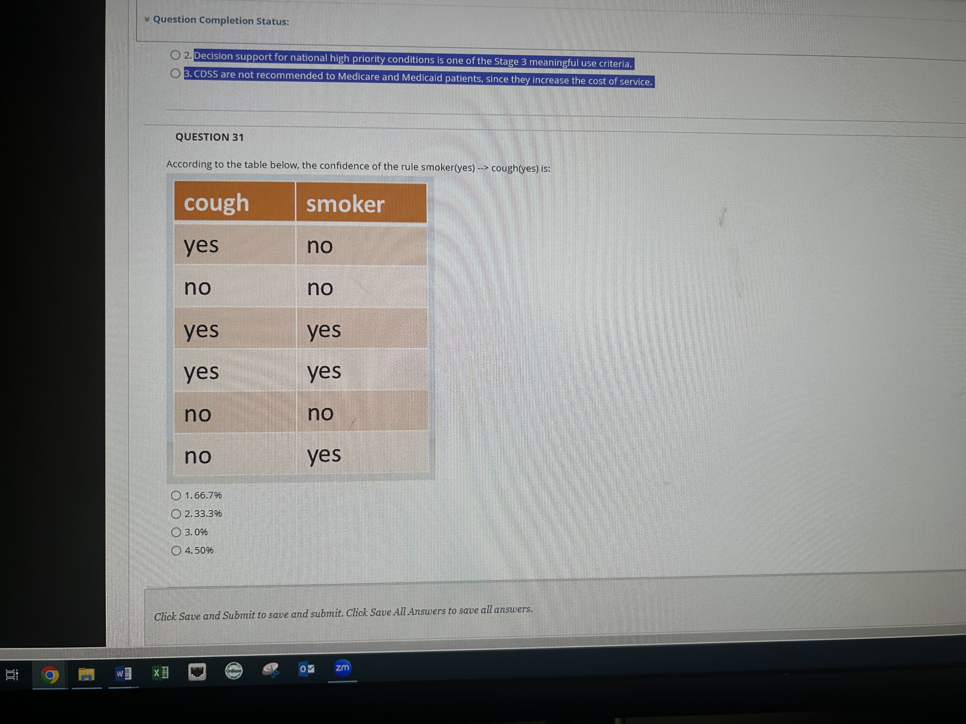 the data below, the support {cough=yes, smoker=yes} is equal to: cough smoker