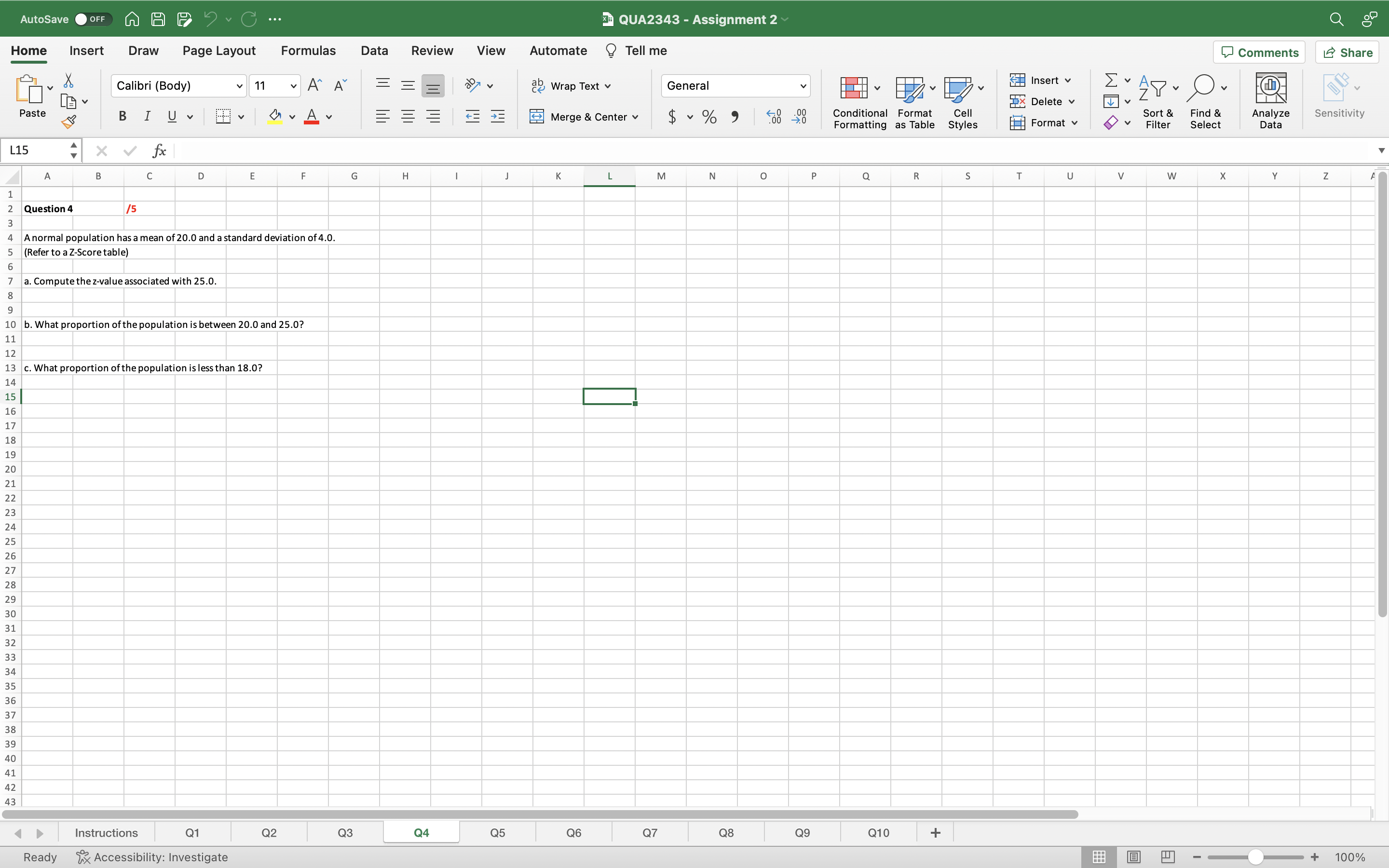  AutoSave OFF A A FG ... 3 QUA2343 - Assignment 2