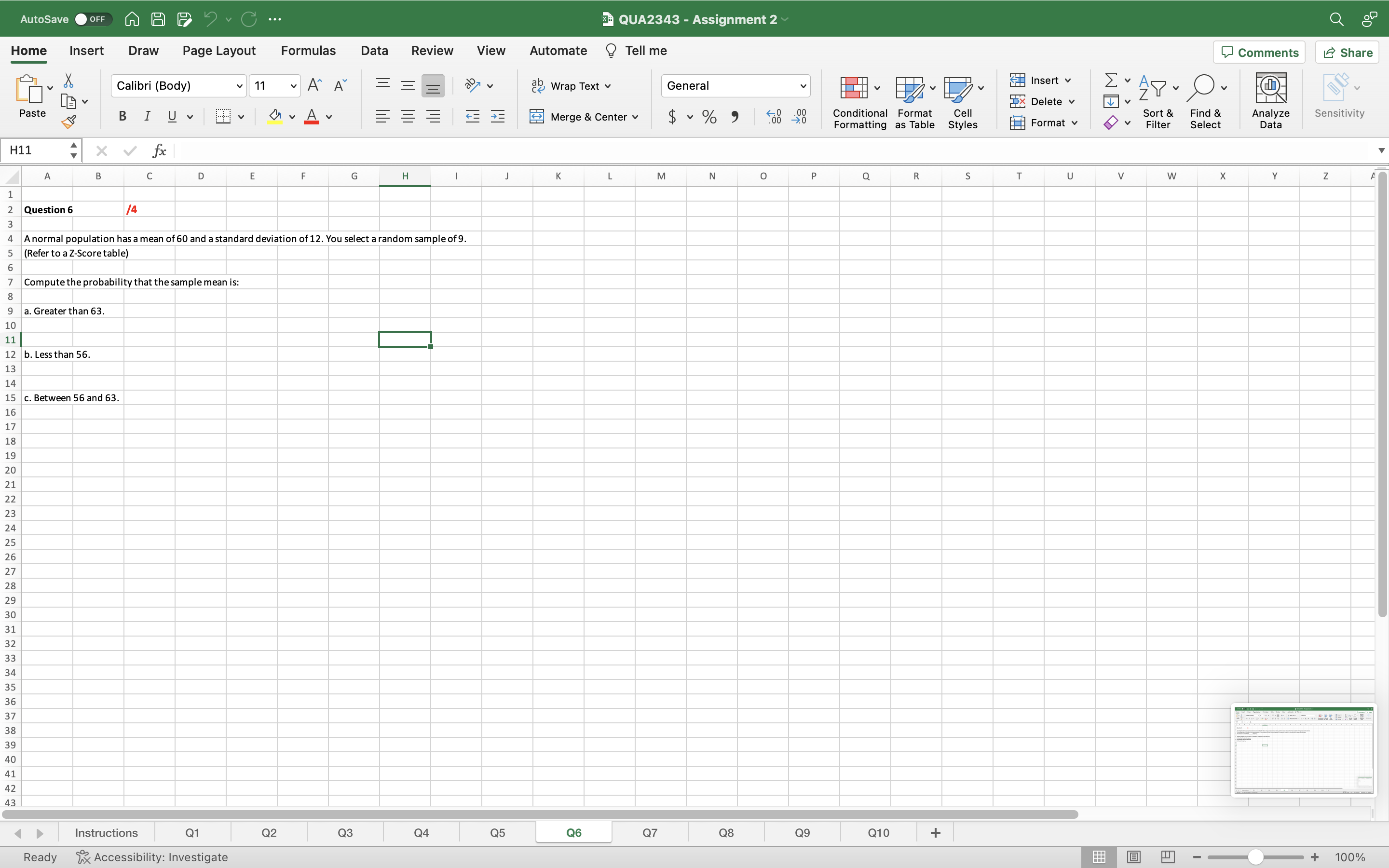 me Comments Share Calibri (Body) v 11 AA ab Wrap Text General