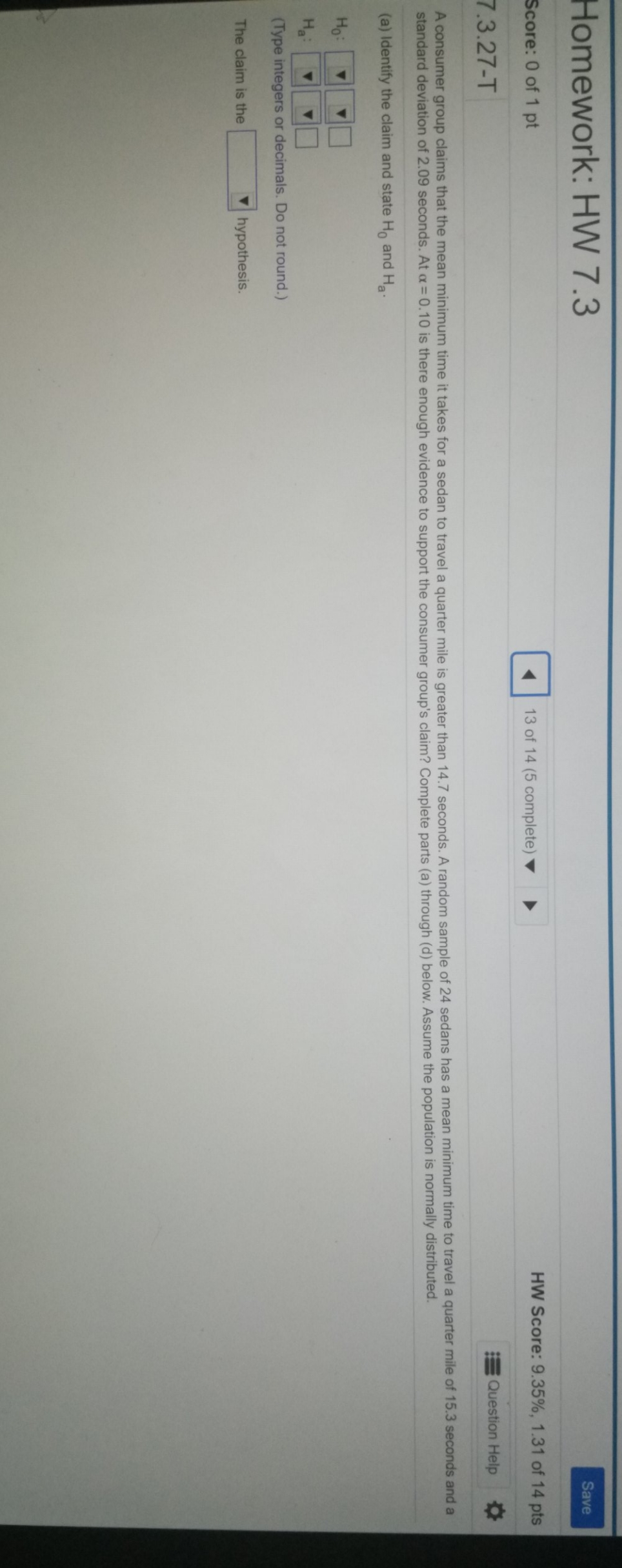 Ho: missing data is (variance, mu, rho, sigma square) Ha: missing data