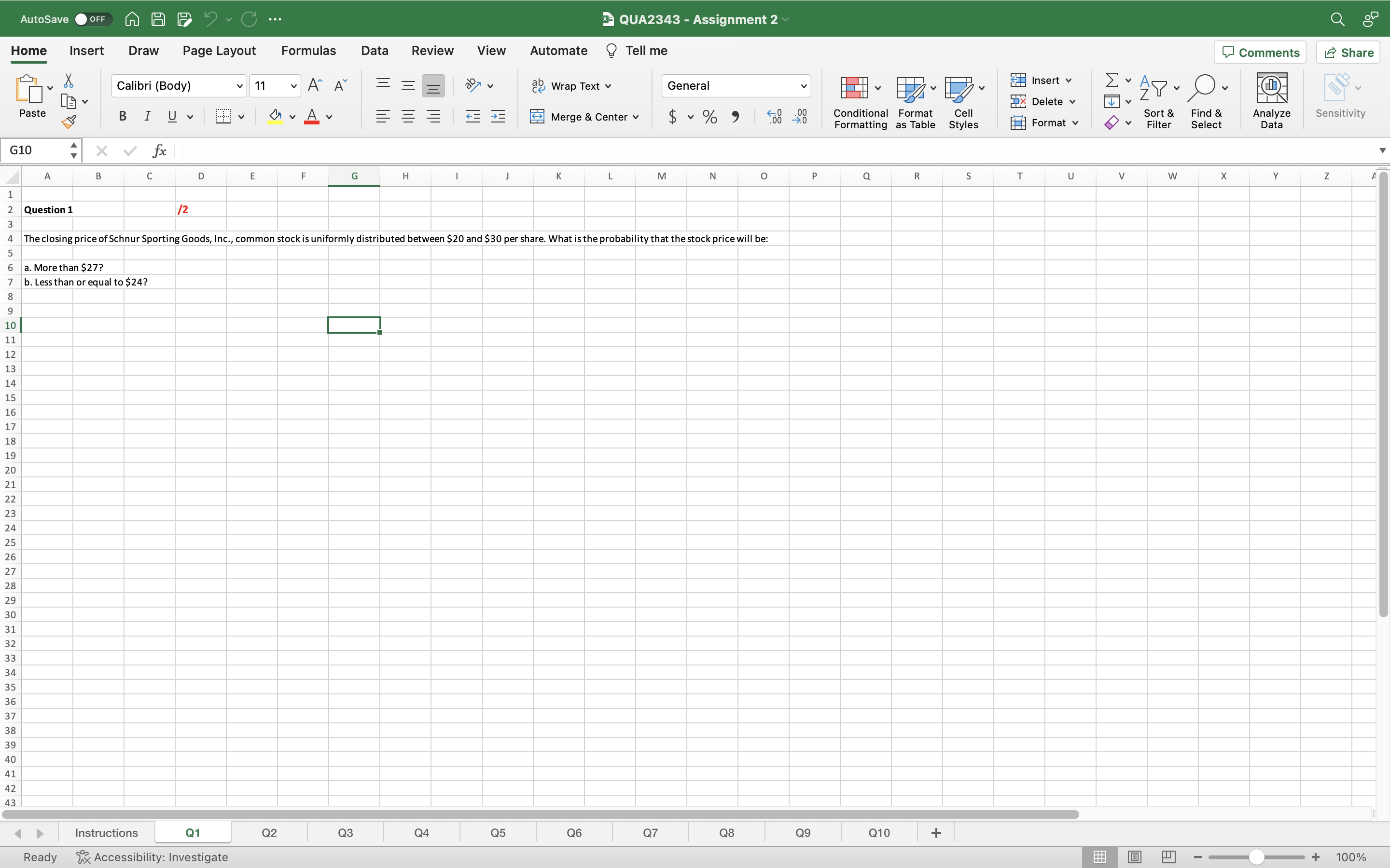 AutoSave OFF A A FG ... 3 QUA2343 - Assignment 2