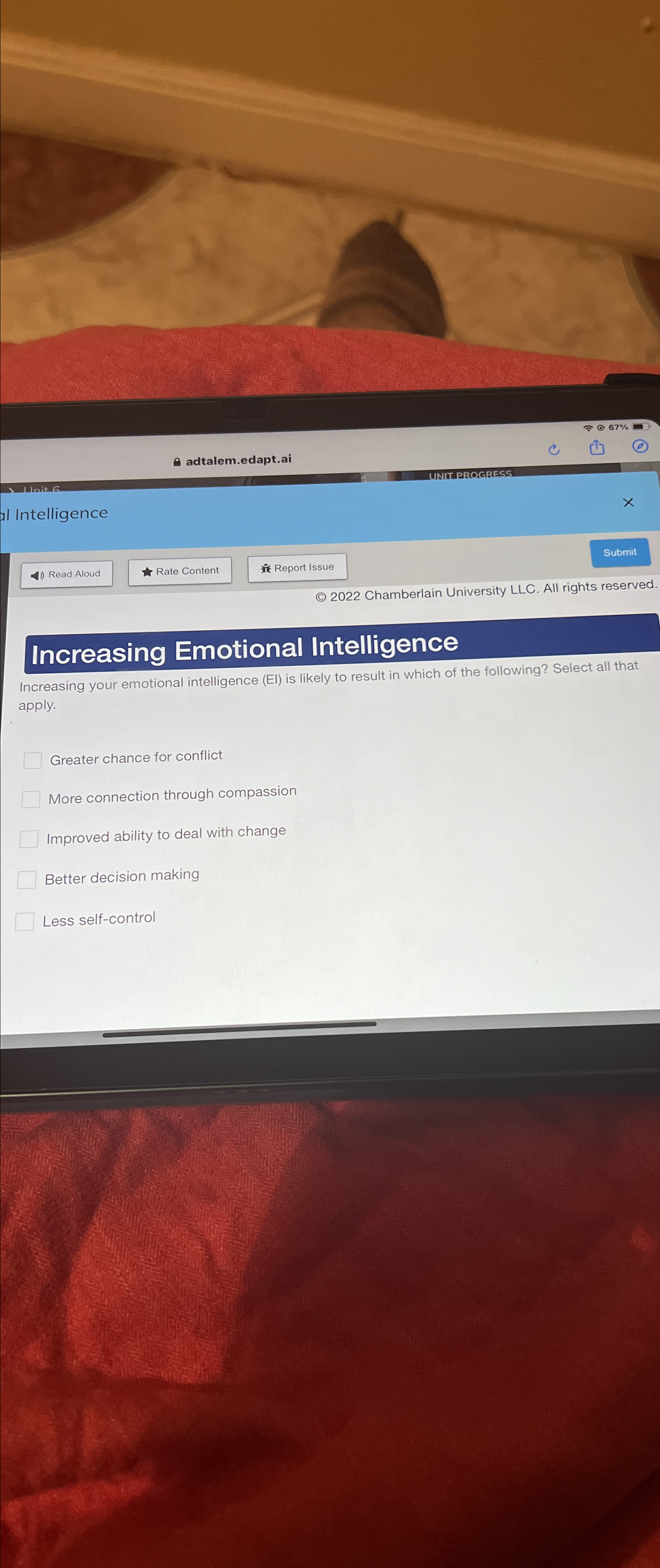  adtalem.edapt.ai UNIT PROGRES C [] ( al Intelligence Read Aloud Rate