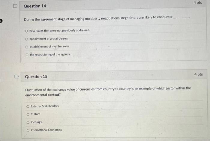 negotiator believing he/she has less power than the other party Question 23