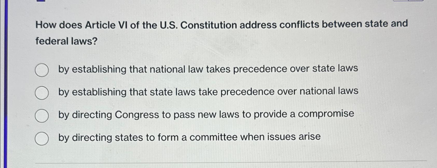  How does Article VI of the U.S. Constitution address conflicts between