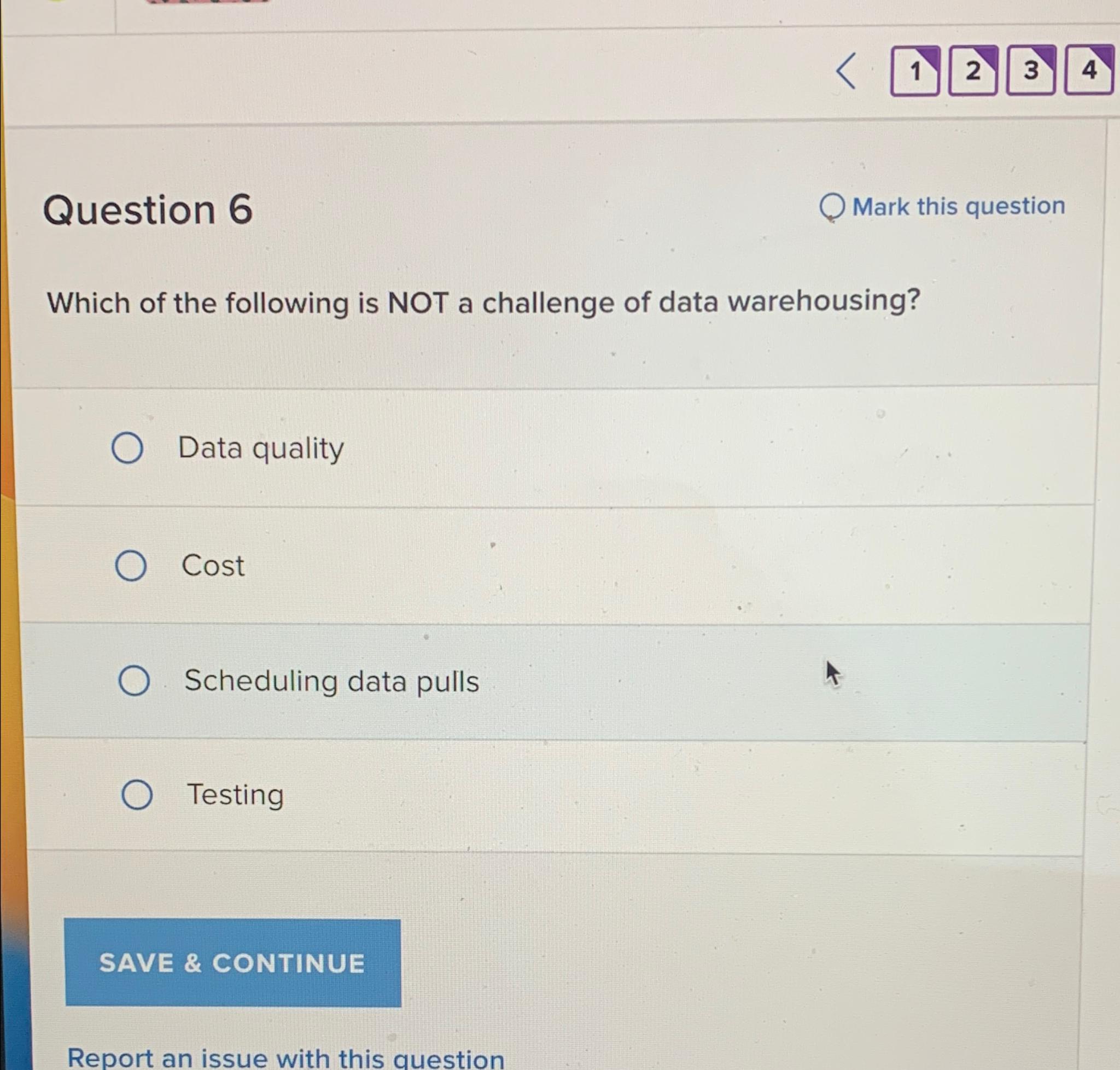  1 2 3 4 Question 6 Mark this question Which of