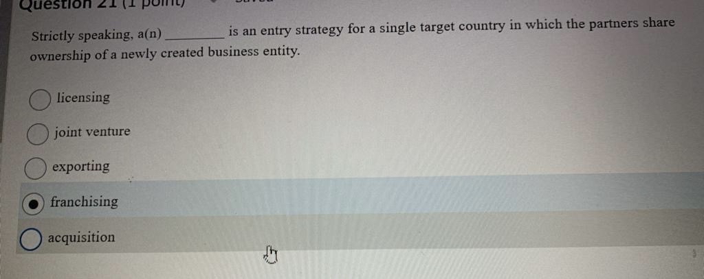  Strictly speaking, a(n) is an entry strategy for a single target