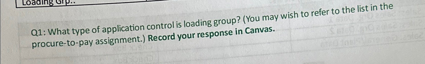  Q1: What type of application control is loading group? (You may