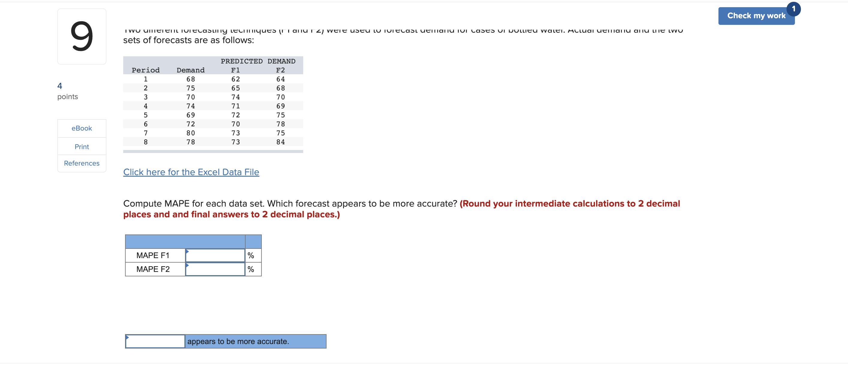 sales of roller blades: a linear trend equation and the naive approach.