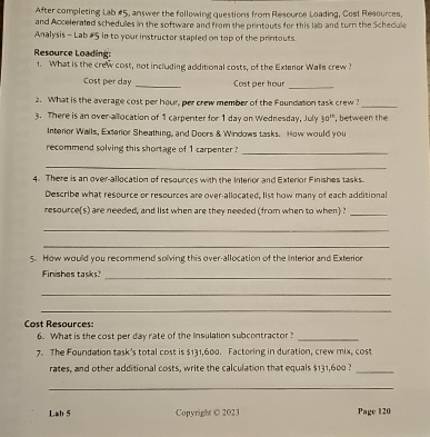  After completing Lab $5, answer the following questions from Rescurca Laading,