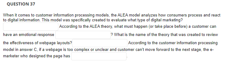  When it comes to customer information processing models, the ALEA model