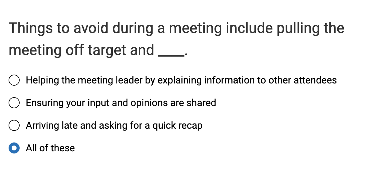  Things to avoid during a meeting include pulling the meeting off