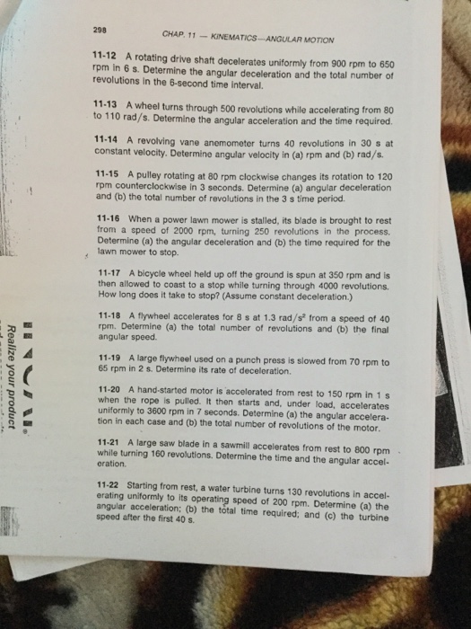 help to determine tha angular deceleration 298 CHAP. 11 - KINEMATICS-ANGULAR MOTION