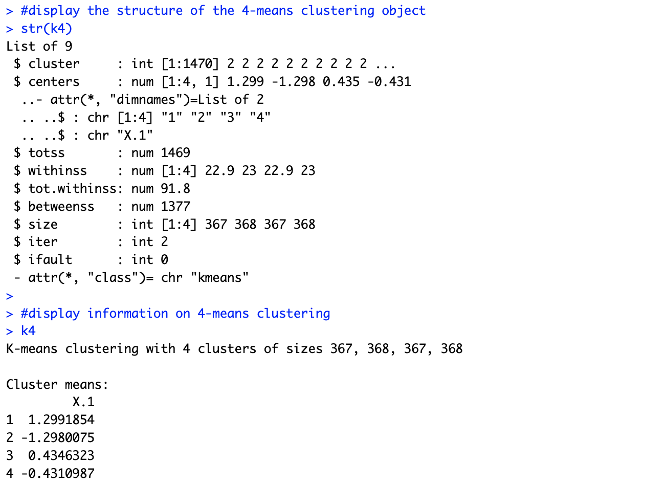 which cluster is the densest? Type the within-cluster average distance of that