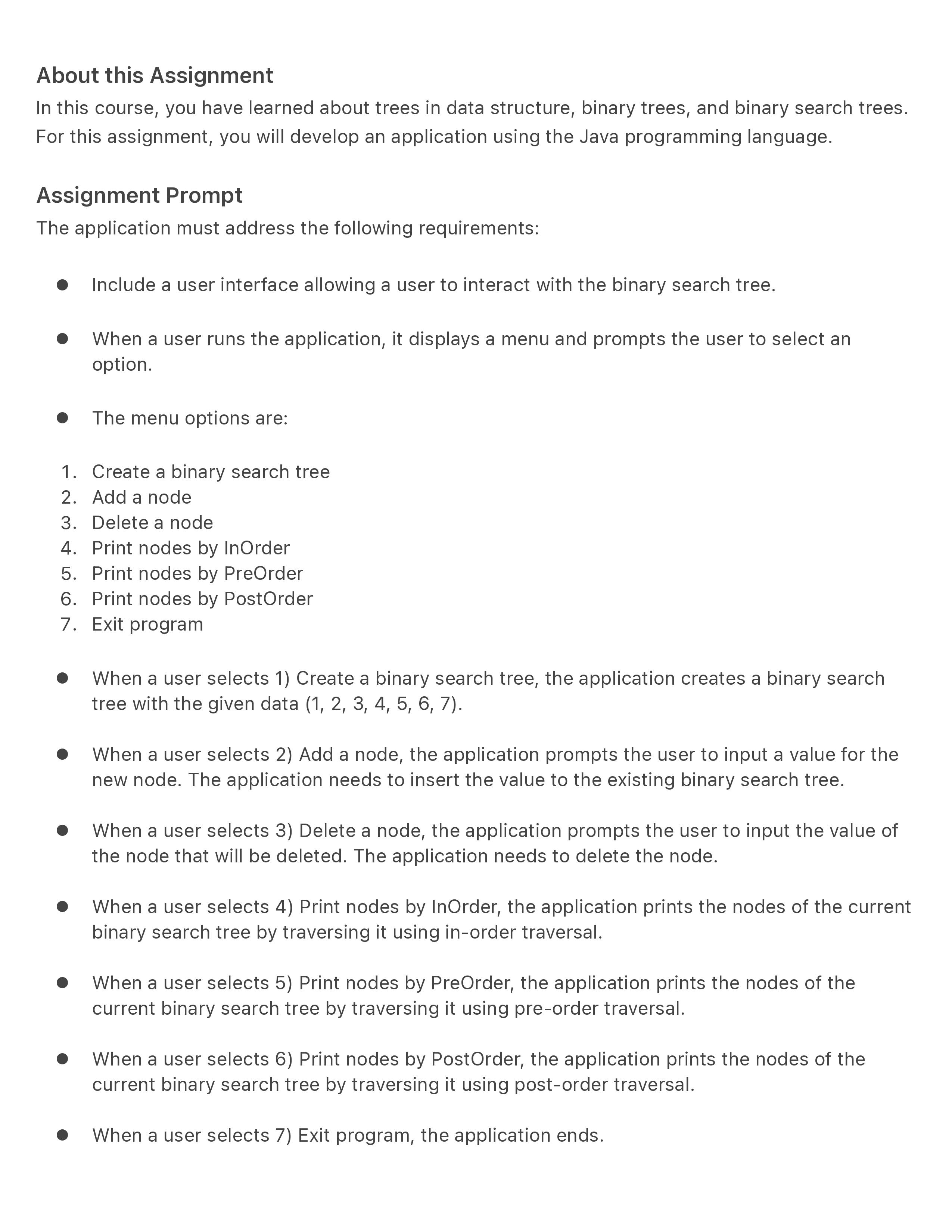  About this Assignment In this course, you have learned about trees