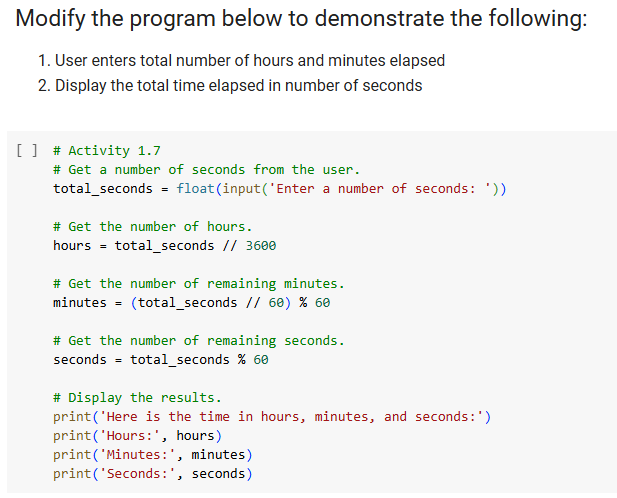 Modify the program below to demonstrate the following: 1. User enters