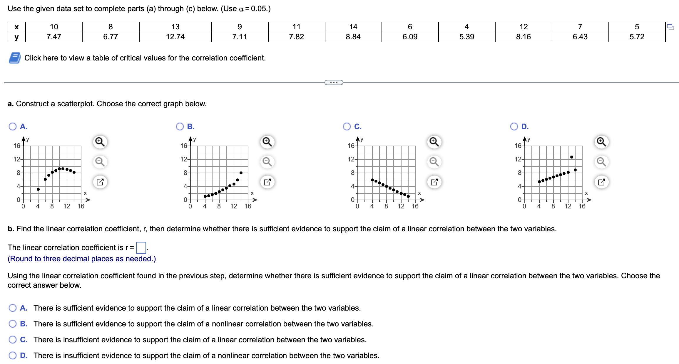  Use the given data set to complete parts (a) through (c)