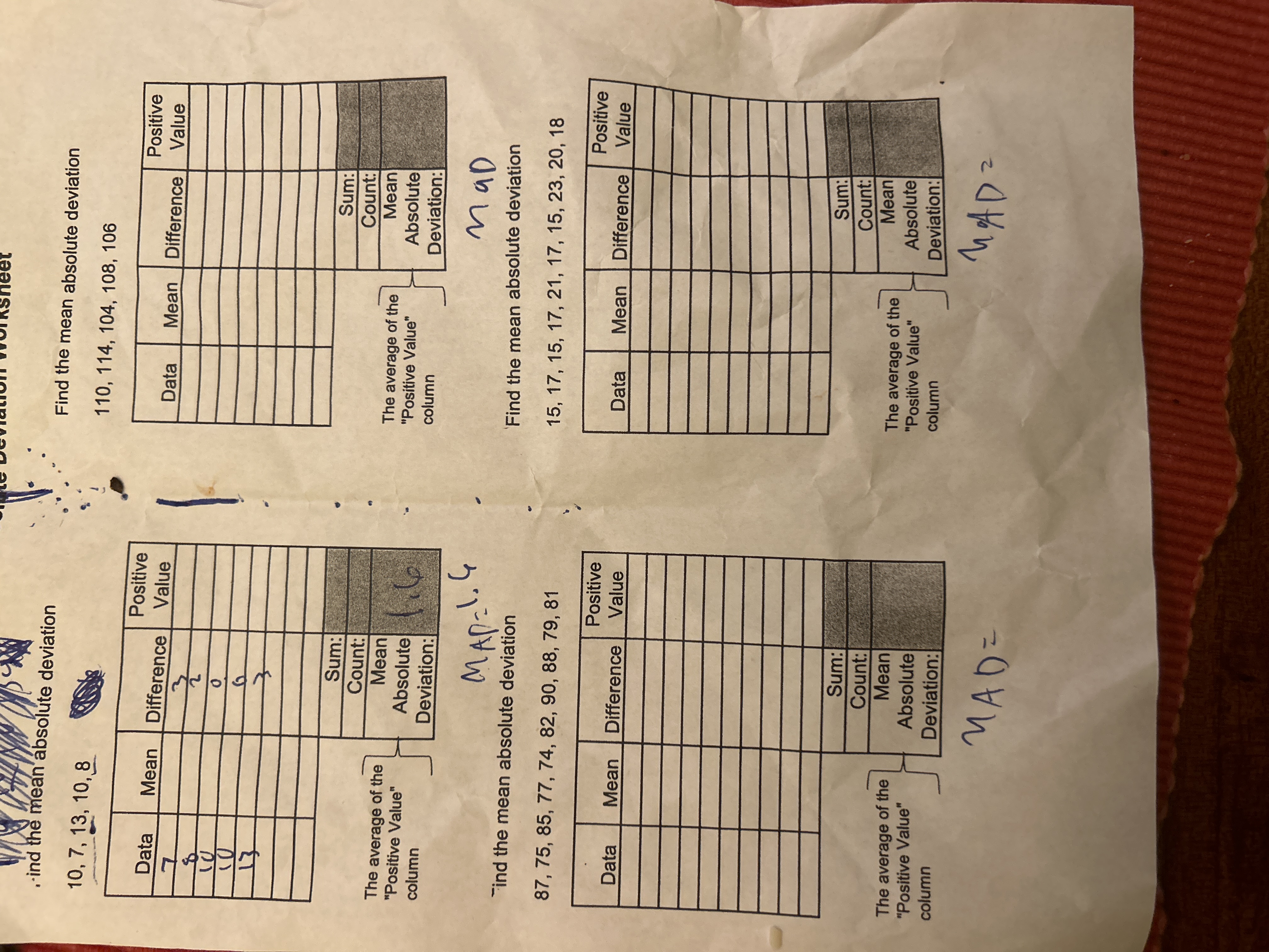  .ind the mean absolute deviation Find the mean absolute deviation 10,