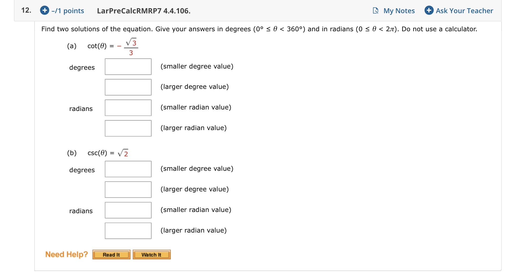 4.4.102. R My Notes 0 Ask Your Teacher Use a calculator to