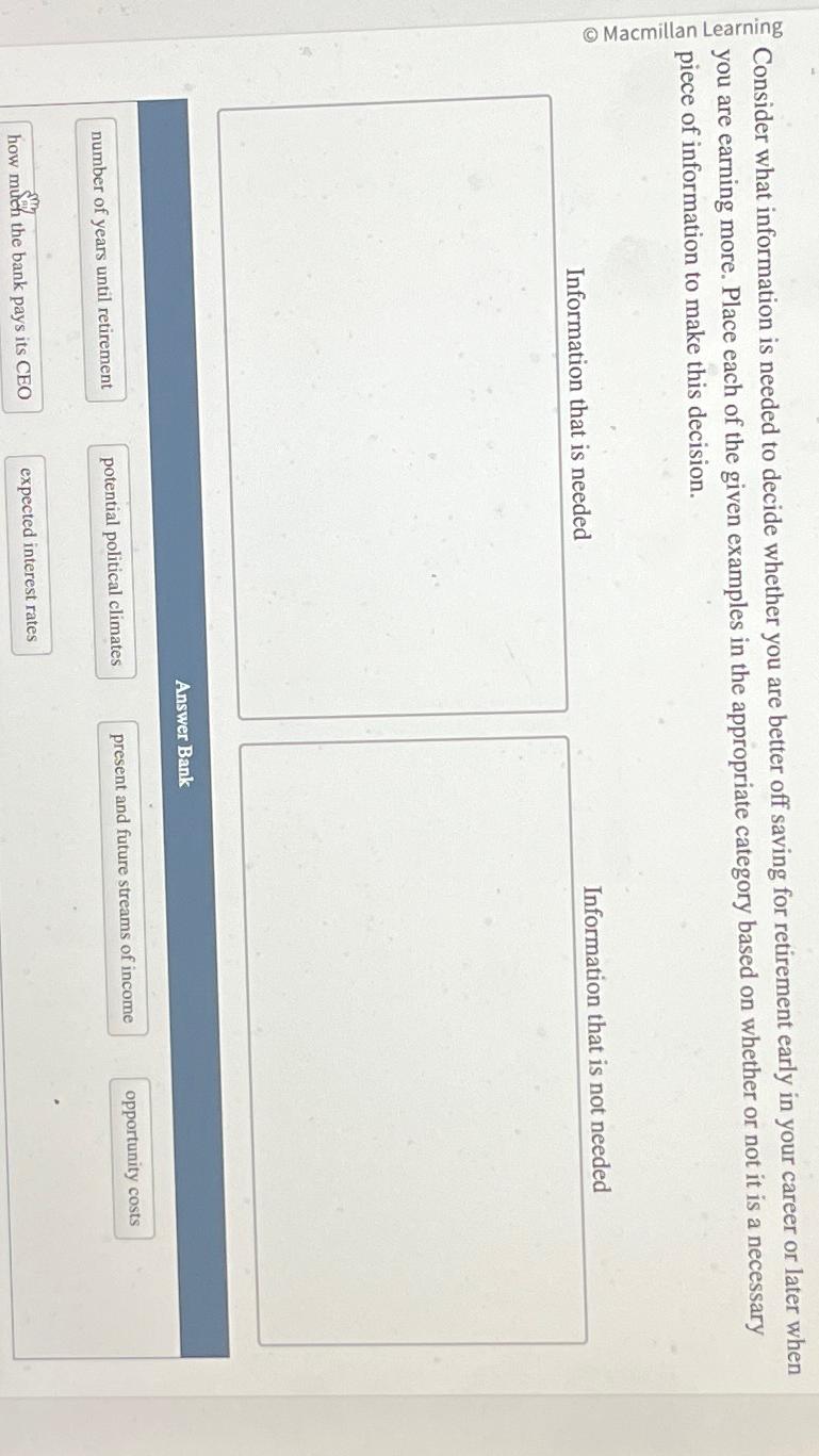  you are e what information is needed to decide whether you