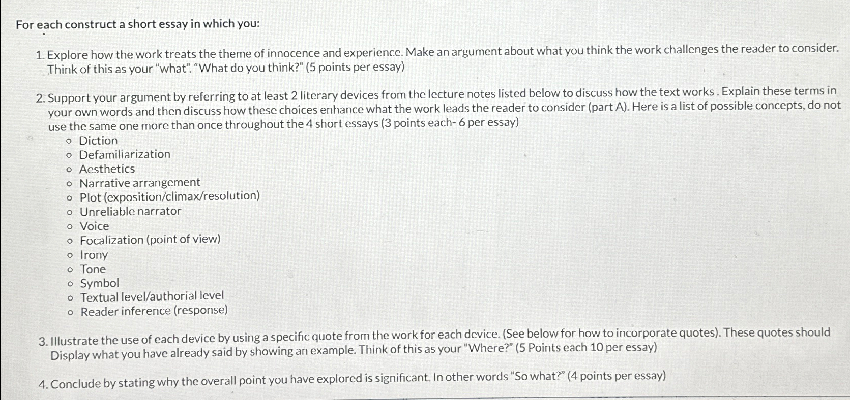  For each construct a short essay in which you: Explore how