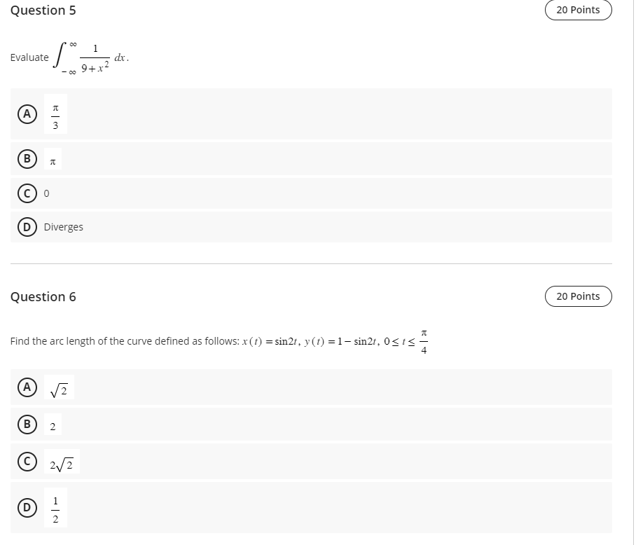 sin -x A 1.246 B 2.000 C 3.632 D 3.571 Question 4