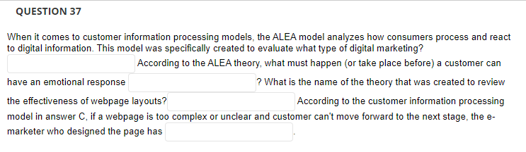  When it comes to customer information processing models, the ALEA model