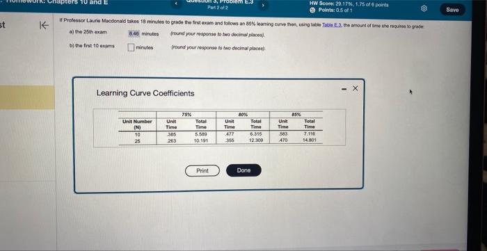 please solve a) the 2.5 hh exam a.46 minubes (round your response