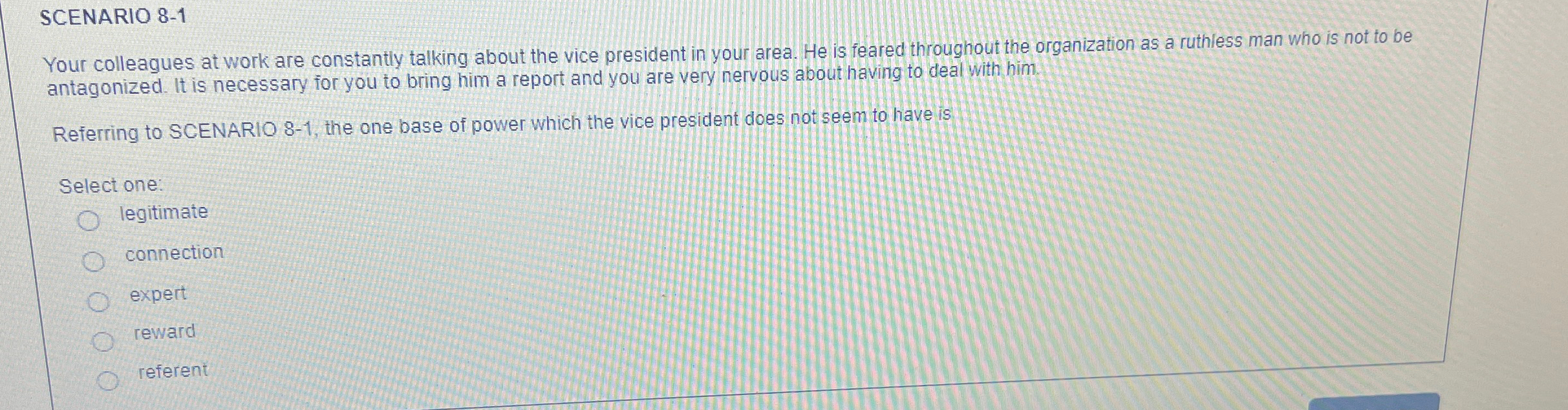  SCENARIO 8-1 Your colleagues at work are constantly talking about the