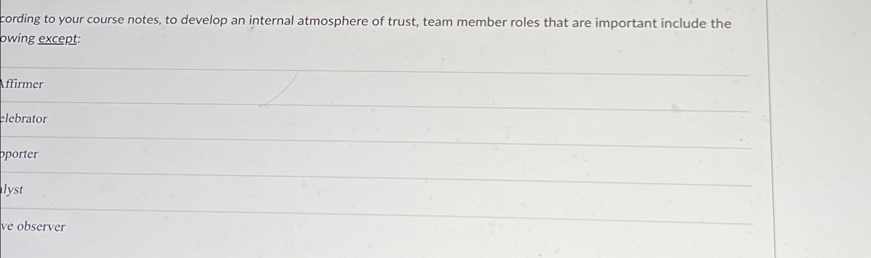  cording to your course notes, to develop an internal atmosphere of