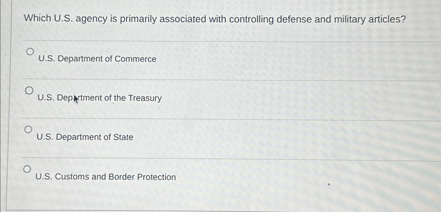  Which U.S. agency is primarily associated with controlling defense and military