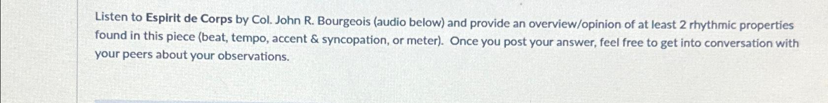  Listen to Espirit de Corps by Col. John R. Bourgeois (audio