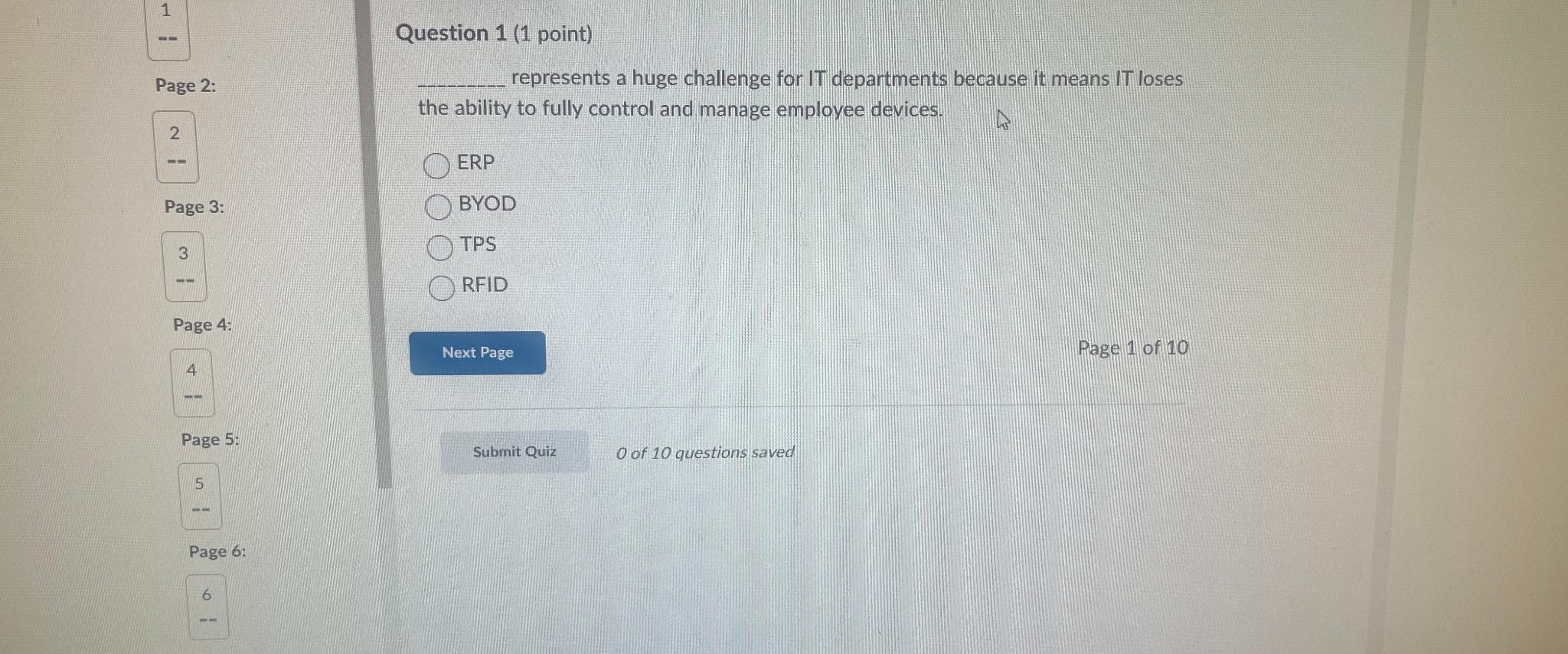  Question 1(1 point) Page 2: 2 Page 3: 3 Page 4: