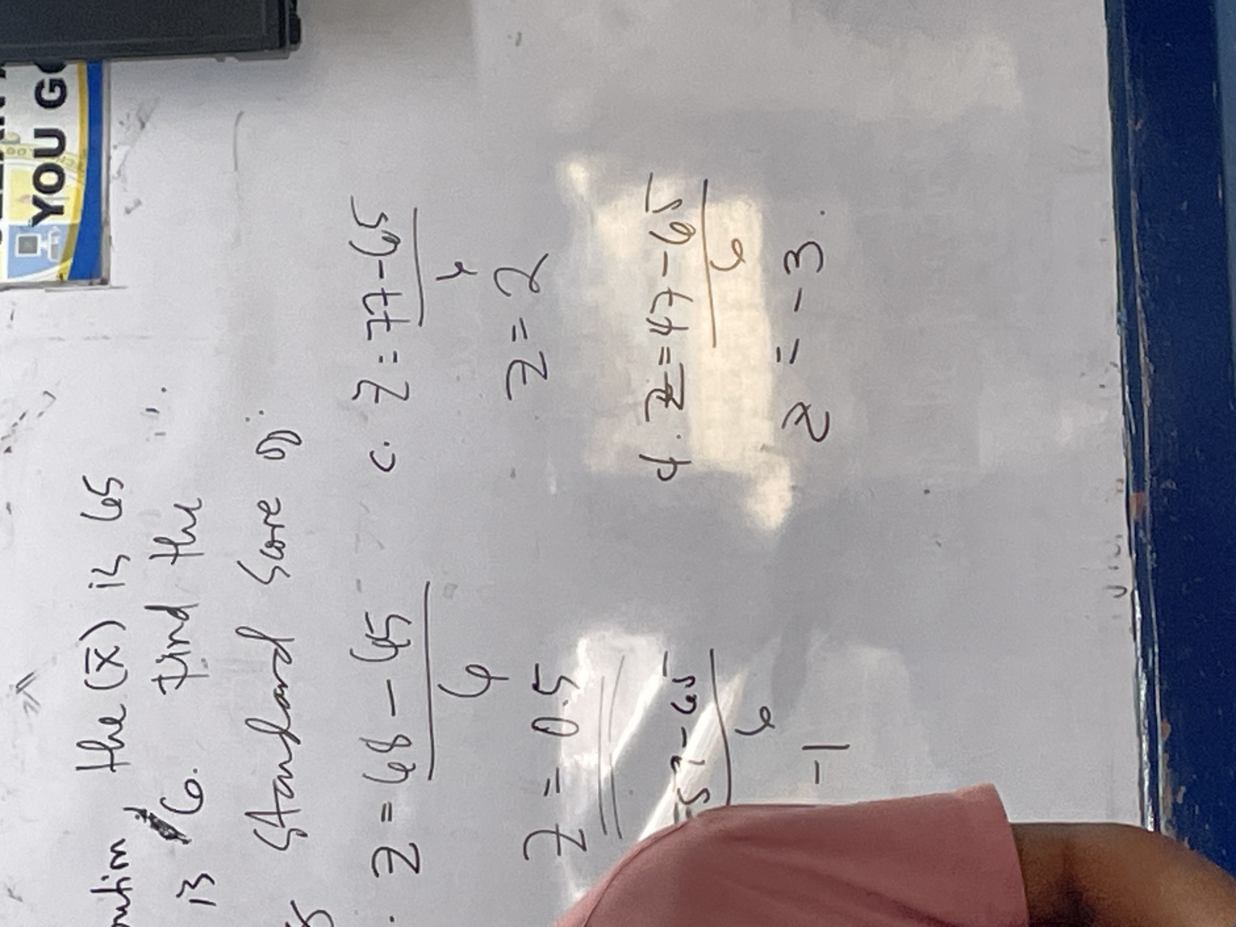 ( X ) is 65 and the (S ) is "6. Find