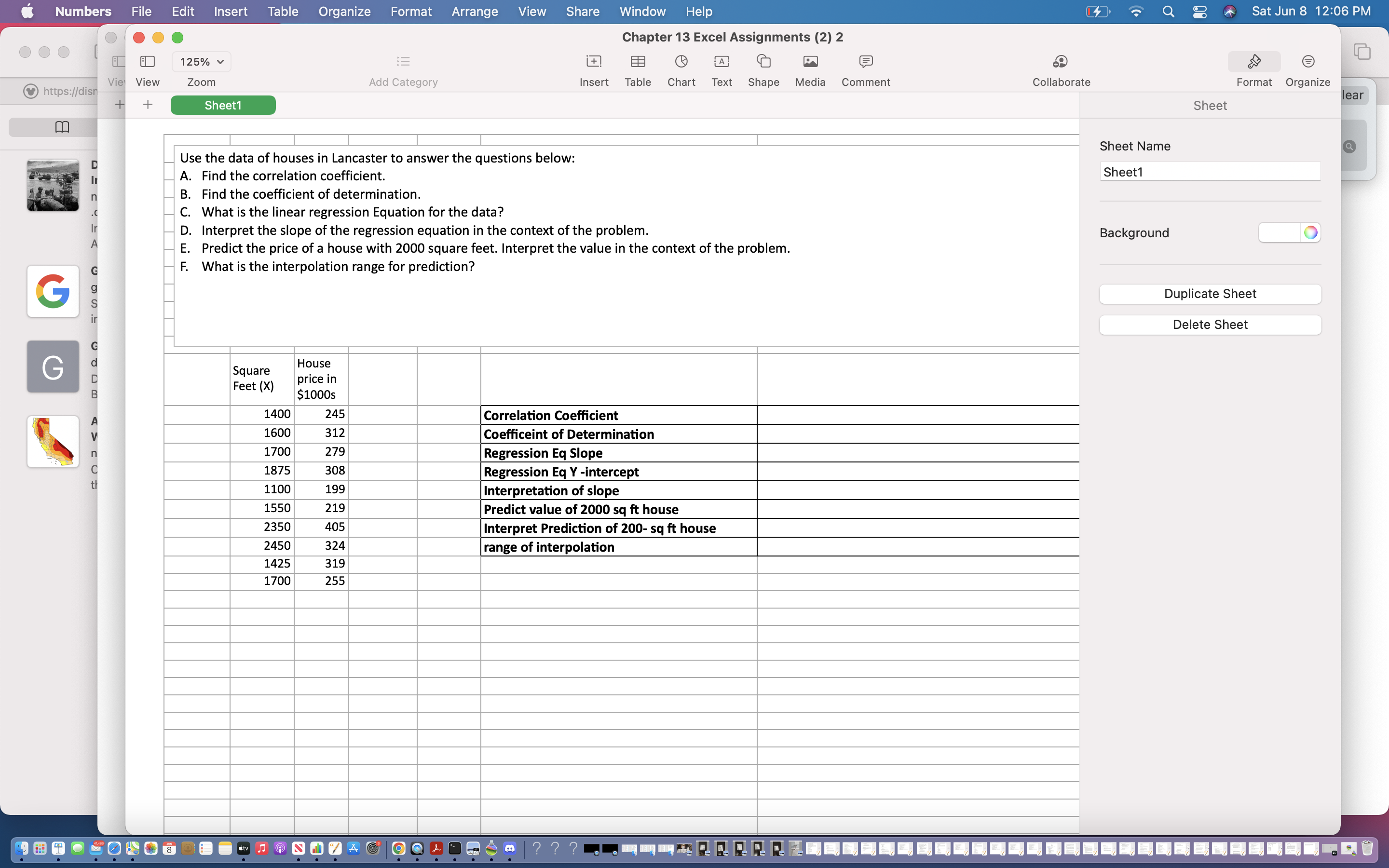 Numbers File Edit Insert ble Organize Format Arrange View Share Window