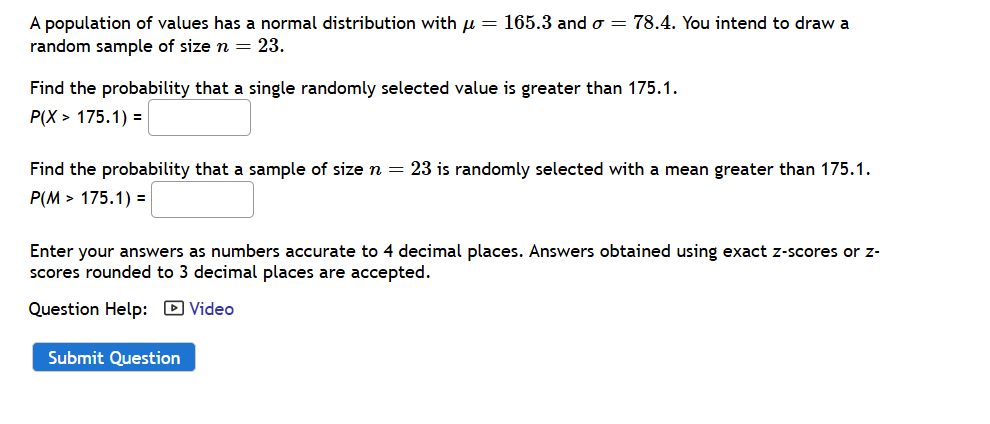 is the mean of the distribution of sample means? bz = What