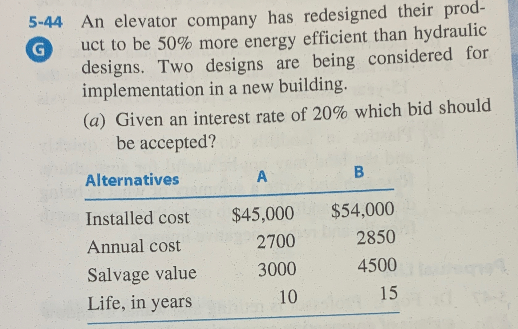  5-44 An elevator company has redesigned their prodG uct to be